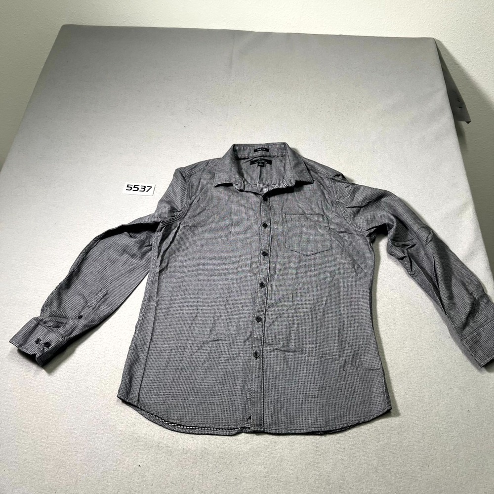 Marc Anthony Shirt Mens Medium Black Gray‎ Printed Slim Fit Collared Button Up